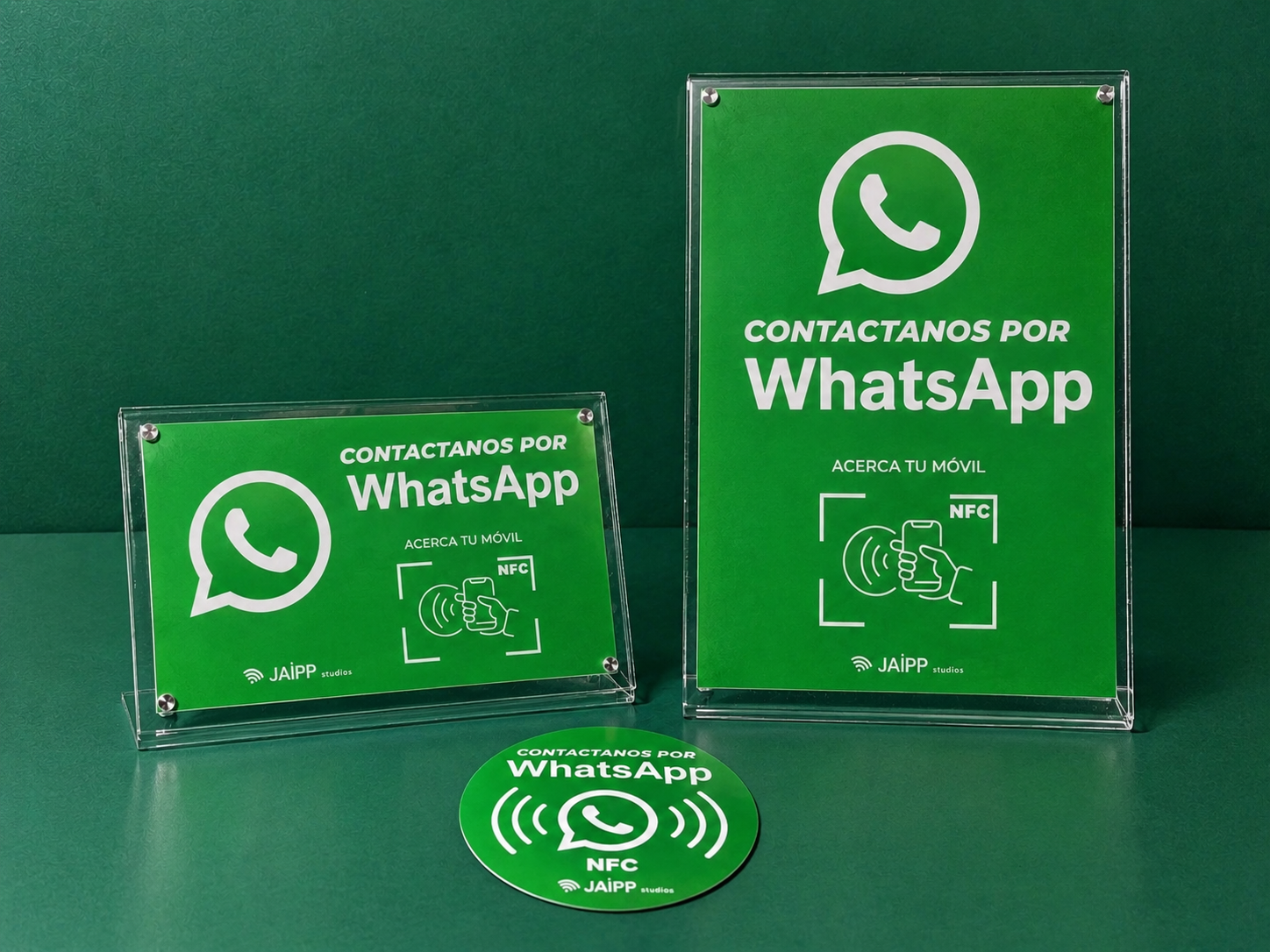 Expositor Bip de WhatsApp en el mostrador