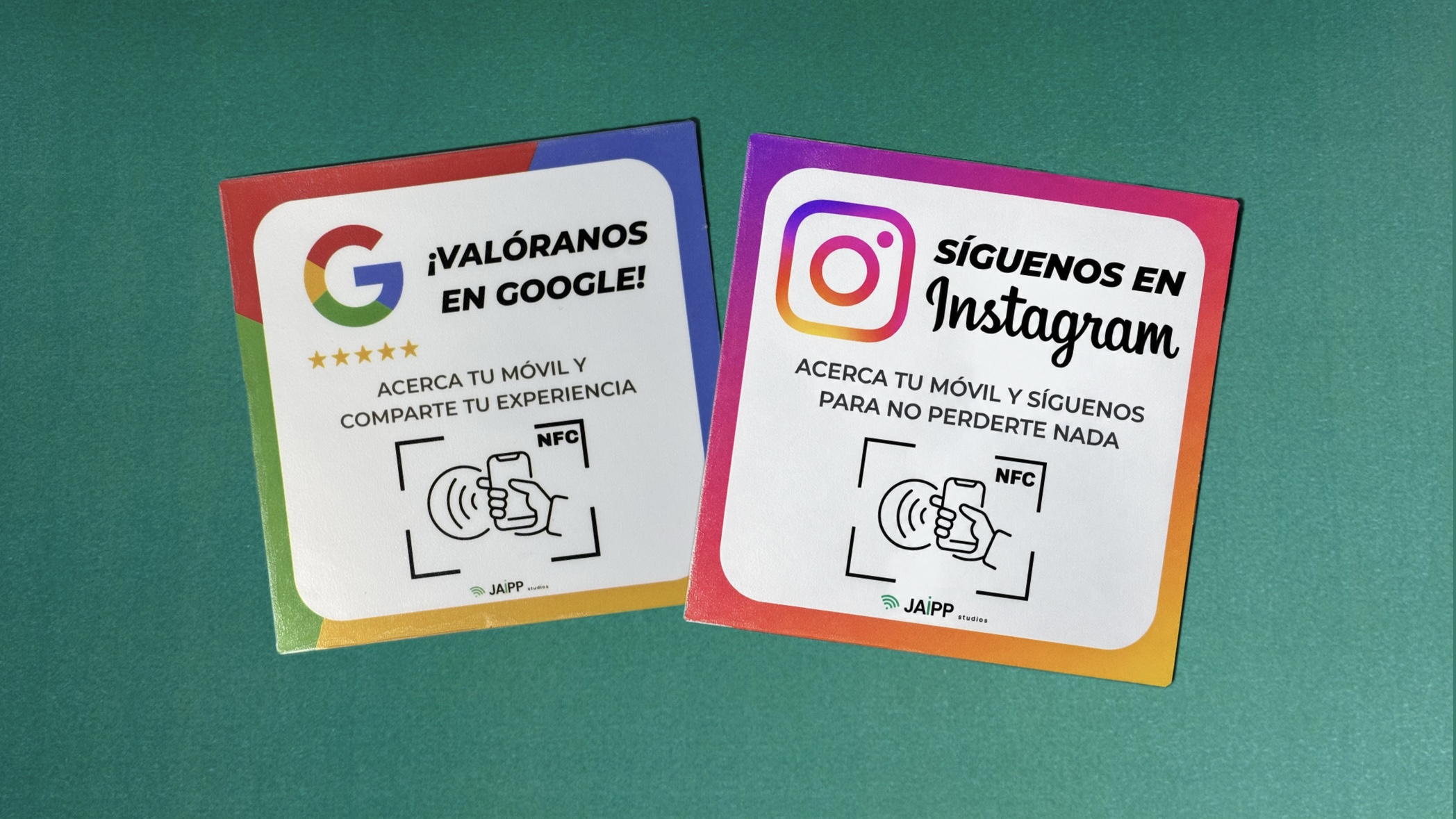 Placas Bip de reseñas de Google e Instagram