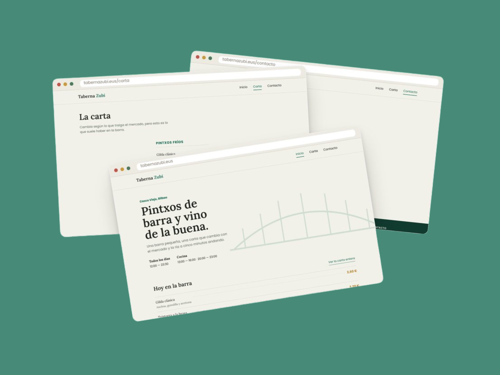 Web de un negocio repartida en varias páginas